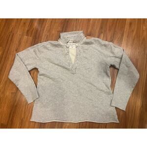 Frank & Eileen EST 1947 Gray Long Sleeve Pullover Sweatshirt Top Size S Raw Edge